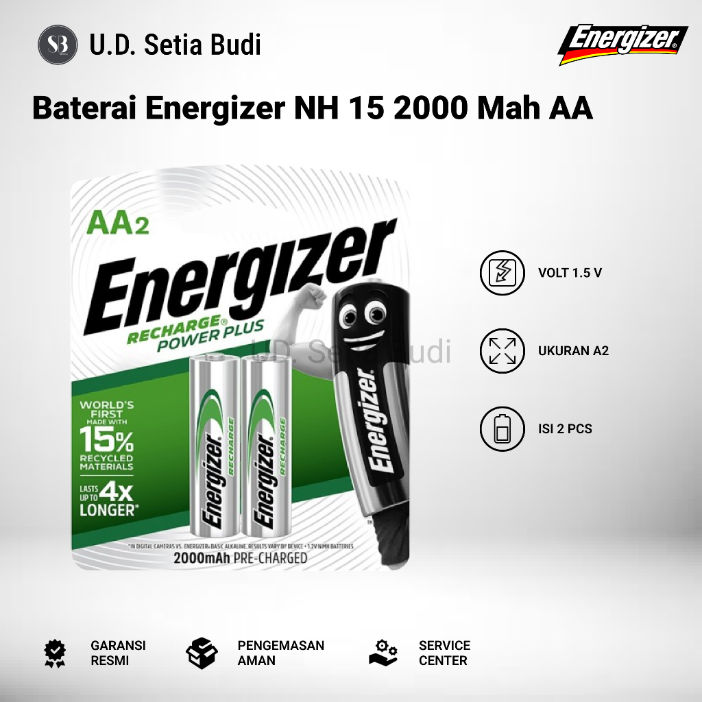 Baterai Energizer Recharge AA Battery Energizer Power Plus AA 2000 Mah