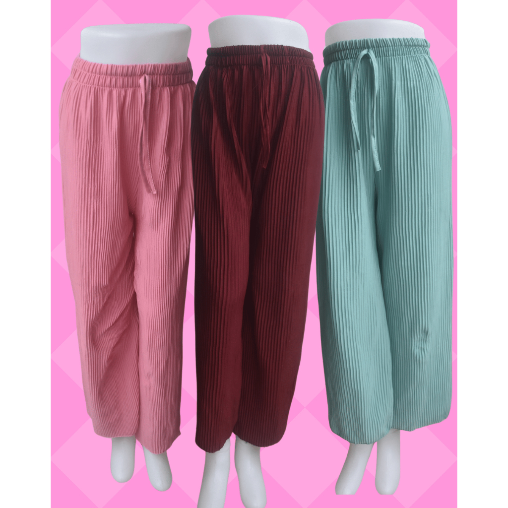 Kulot Plisket Merah Maroon, FREE Pink dan Tosca