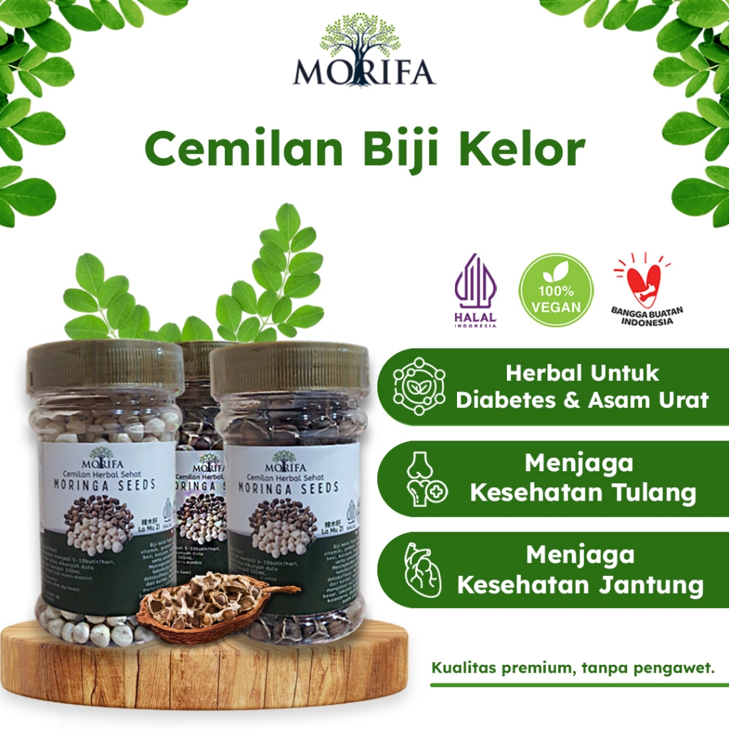 

MORIFA Cemilan Sehat Biji Kelor Kering Kupas Organik Moringa