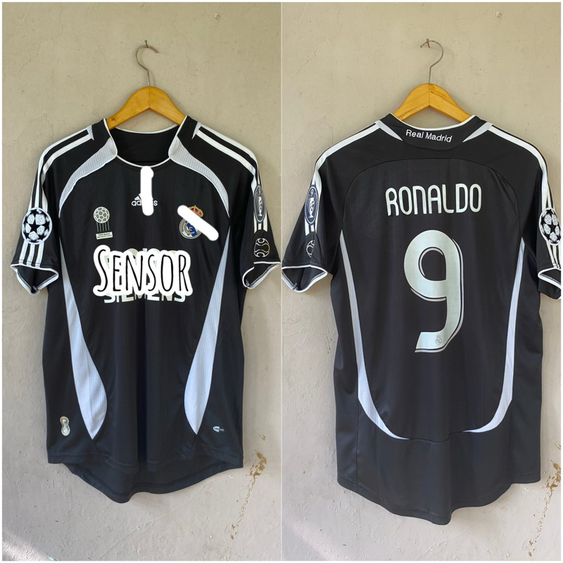 Jersey Retro Real Madrid Away 2006 Full Patch UCL