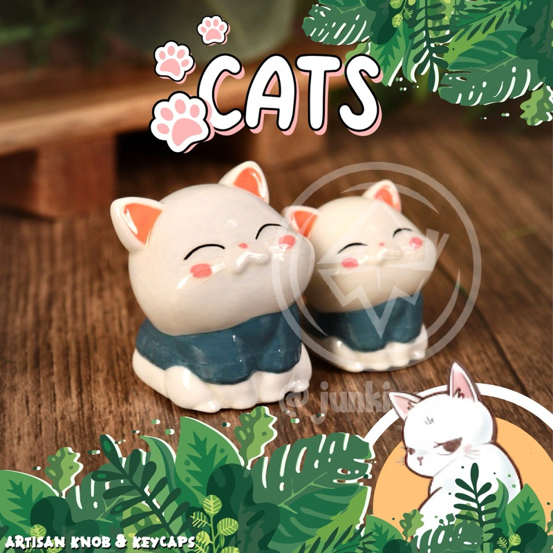 White cat artisan keycaps artisan knob cute girl keycaps for mechanical keyboard knob artisan keycap
