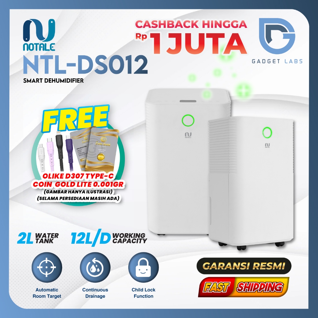 Notale Seco Smart Dehumidifier 12L/hari Penyerap Udara Lembab