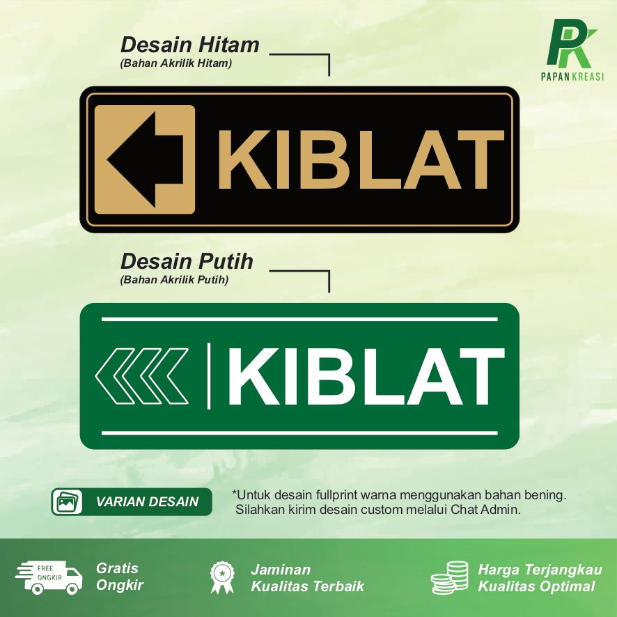 

Akrilik Papan Sign Arah Kiblat Kiri