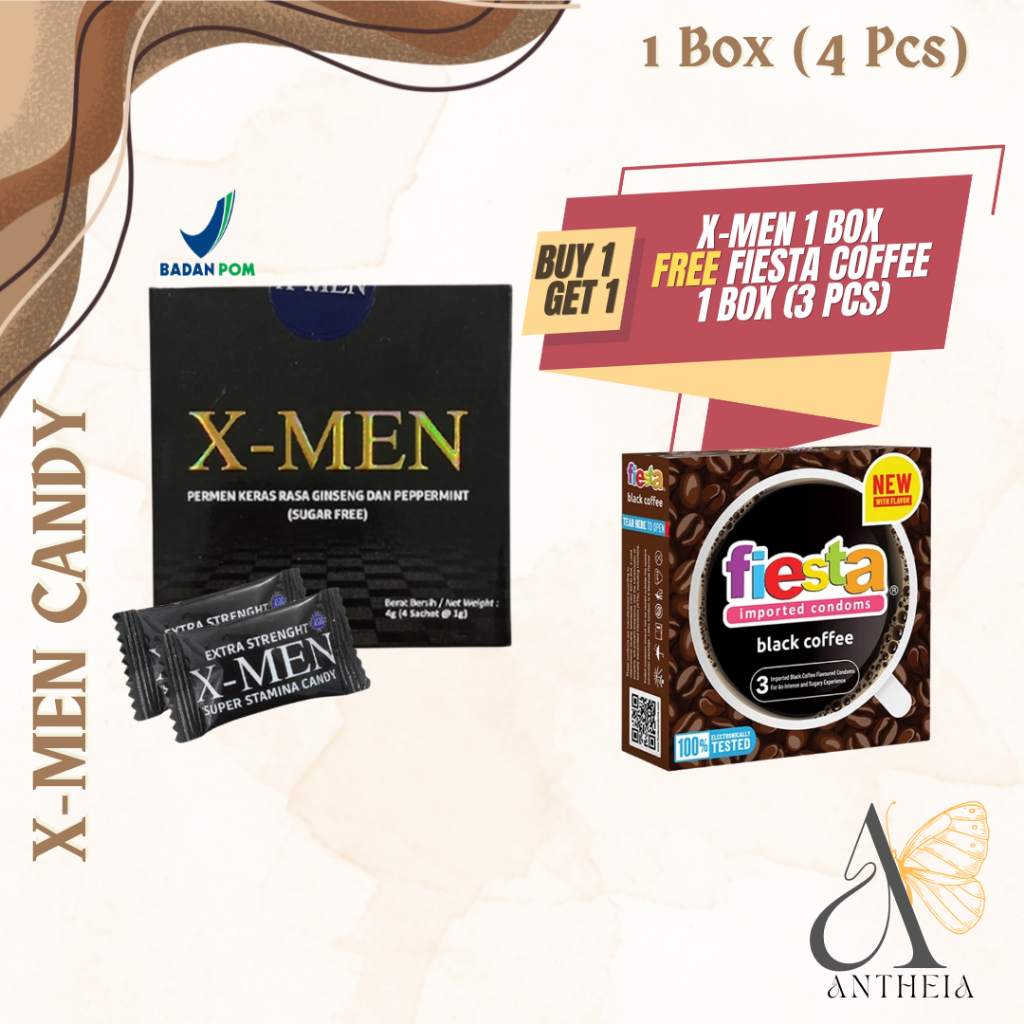 (1 Box) X MEN Candy Isi 4 Pcs Permen XMEN Penambah Stamina Pria Perkasa X Men Permen Stamina BPOM