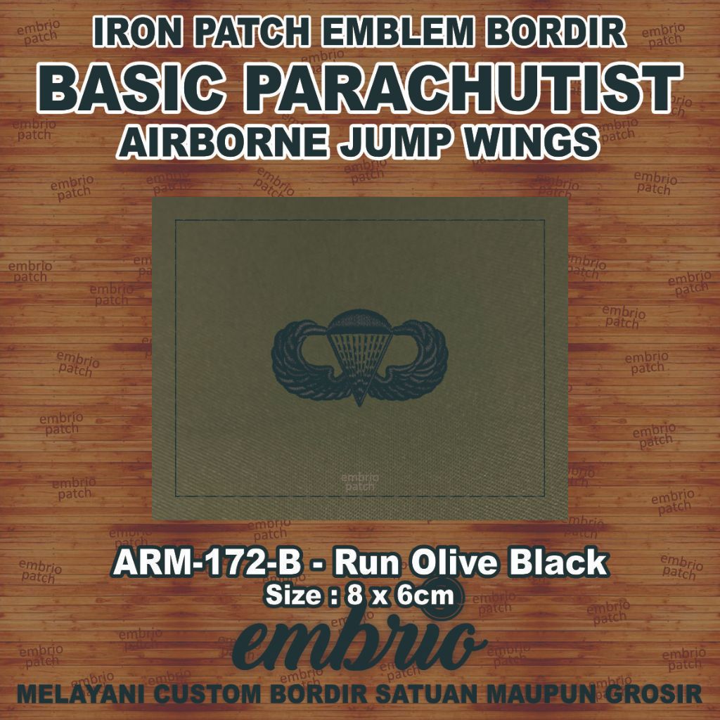 ARM-172-B Patch BASIC Parachutist Airborne Jump Wings Vietnam War Emblem Bordir Wings Terjun Baju M-