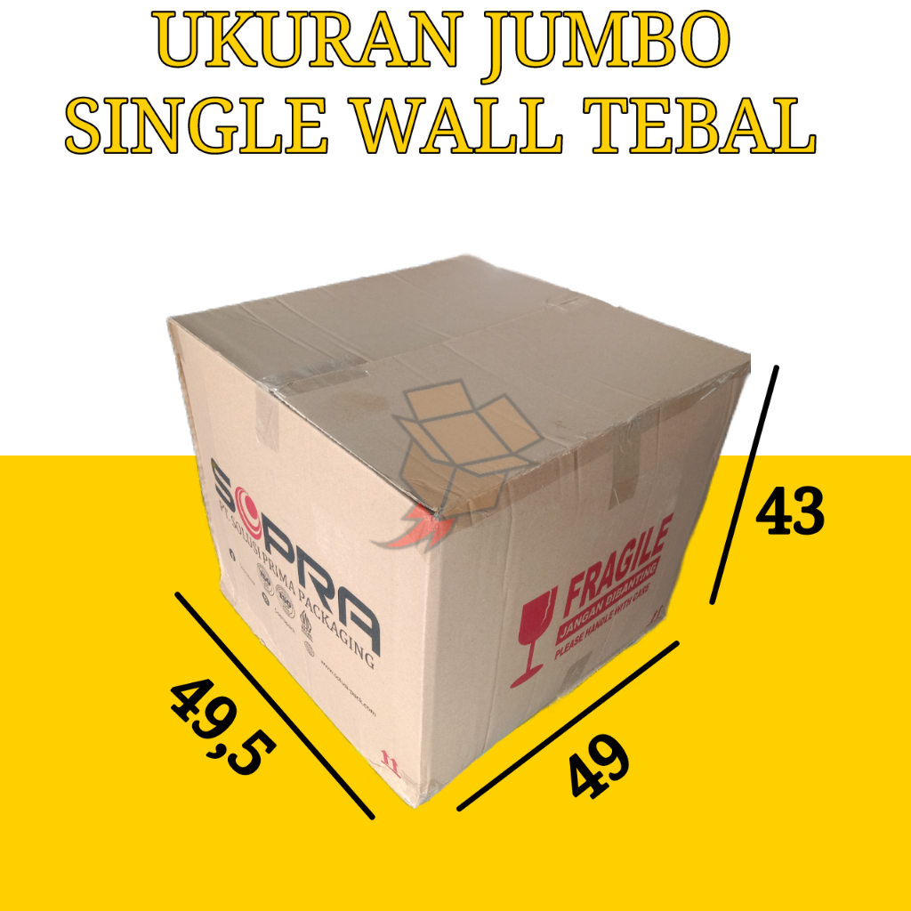 

Kardus Bekas Besar Jumbo Tebal 1 Layer Single Wall Pindahan Packing Tambahan 49x49,5x43