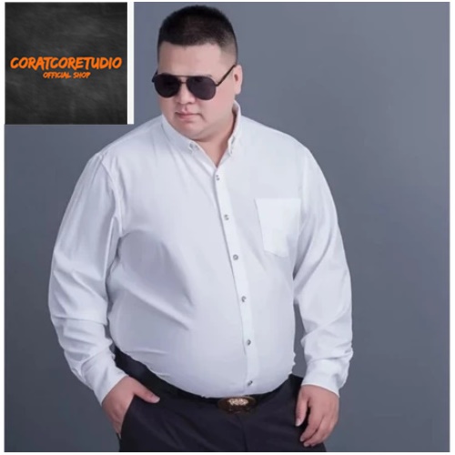 Surabaya Hem Laki Kemeja Pria Reguler Slim Fit Panjang Polos Kancing Kantong Saku PUTIH Long Sleeve 