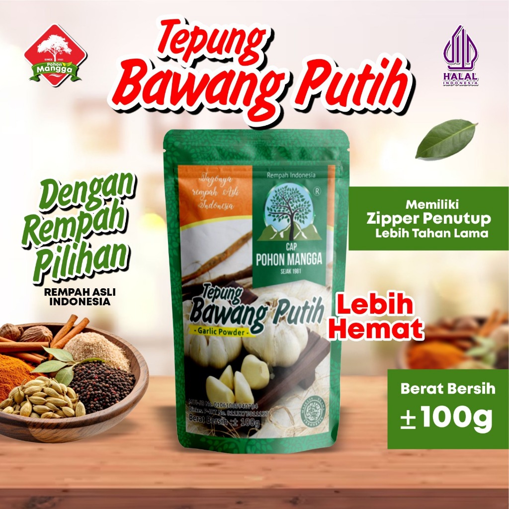 

Bawang Putih Bubuk Cap Pohon Mangga 100gr