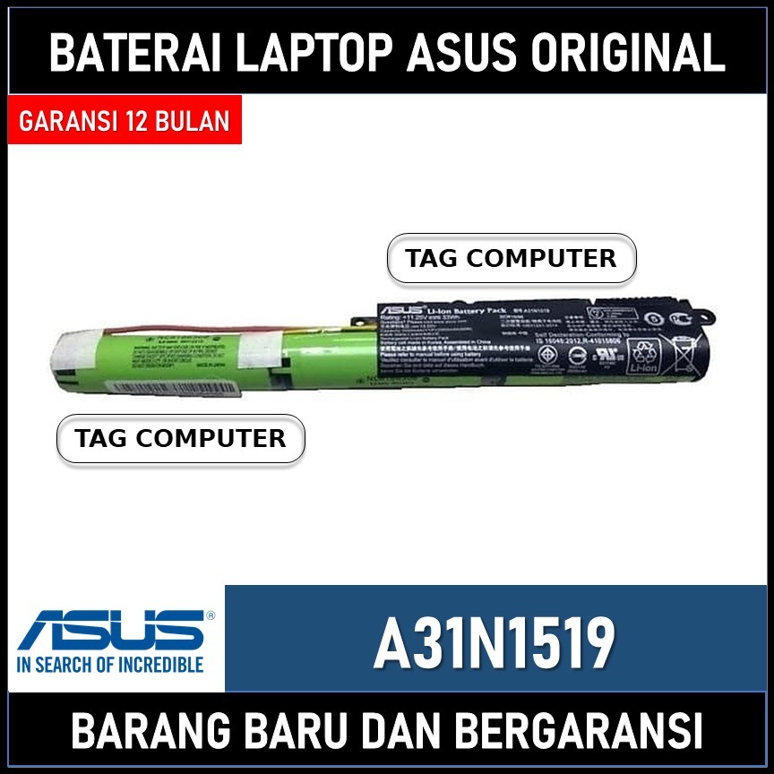 BATERAI LAPTOP ASUS X540 X540L X540N X540S X540U X540Y A31N1519 ORIGINAL