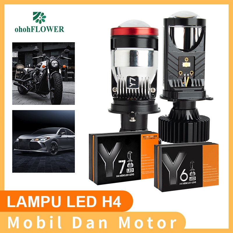 [COD] YAMAHA Ori 2Pcs Mini Projie Lampu Led Mobil Dan Motor H4 Mini PJECTOR PROJIE Y7D /Y6D SUPER