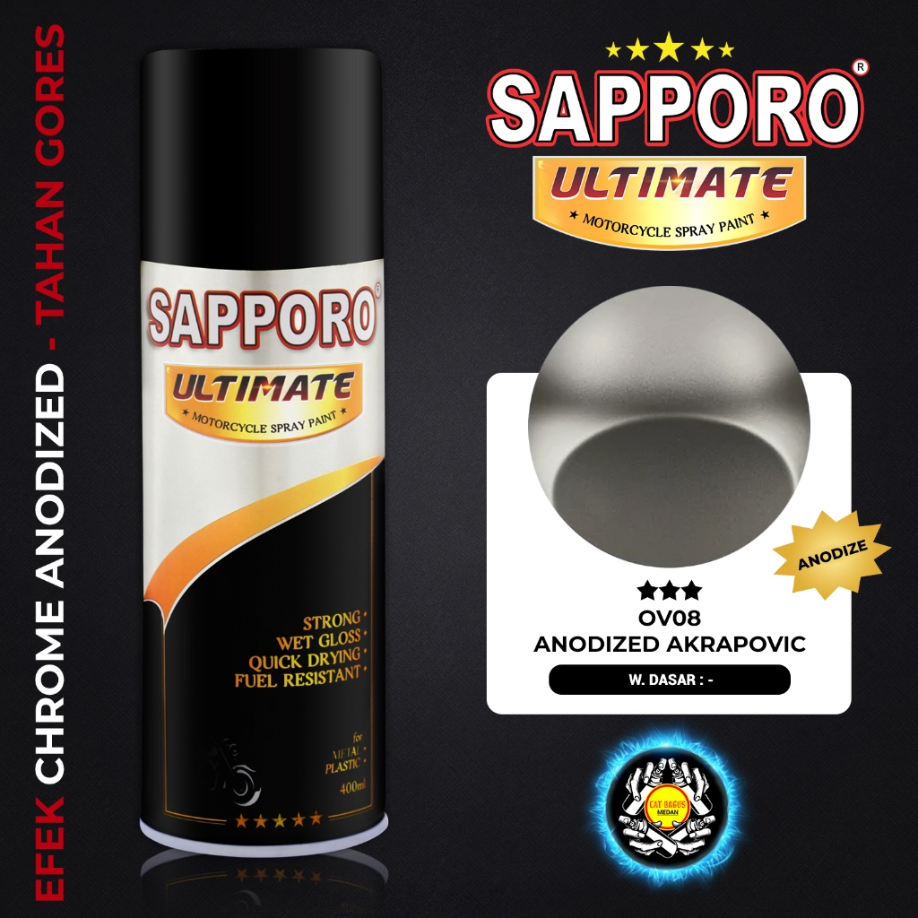 SAPPORO ULTIMATE OV08 ANODIZED AKRAPOVIC ORIGINAL 4 IN 1 CAT SEMPROT 400 ML CAT MOTOR PYLOX PERAK CH