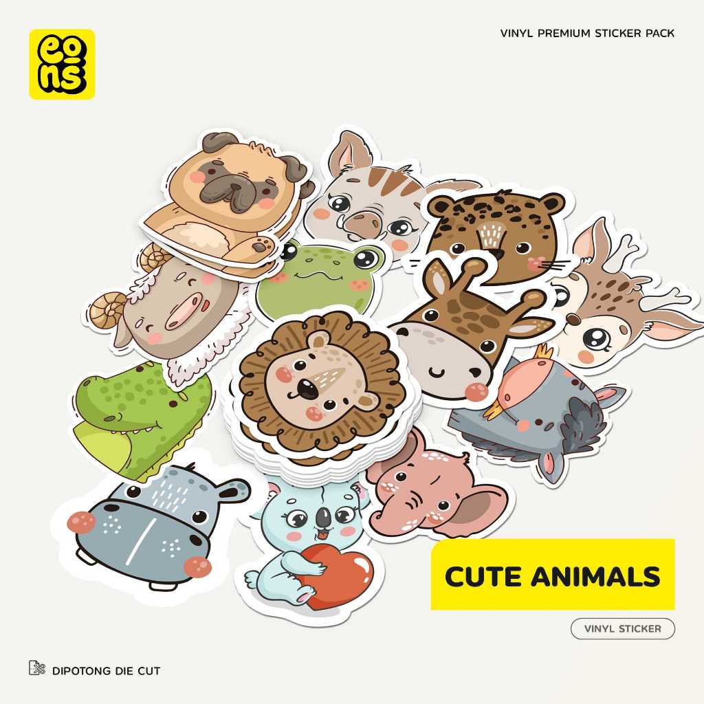 

Sticker CUTE ANIMALS Bahan Vinyl Waterproof Doff - Stiker Laptop Diary Notebook Journal Koper