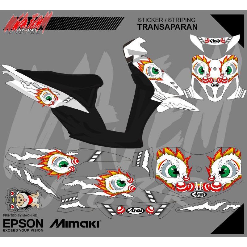 STRIPING STIKER TRANSPARAN MIO SPORTY MOTIF ARAI