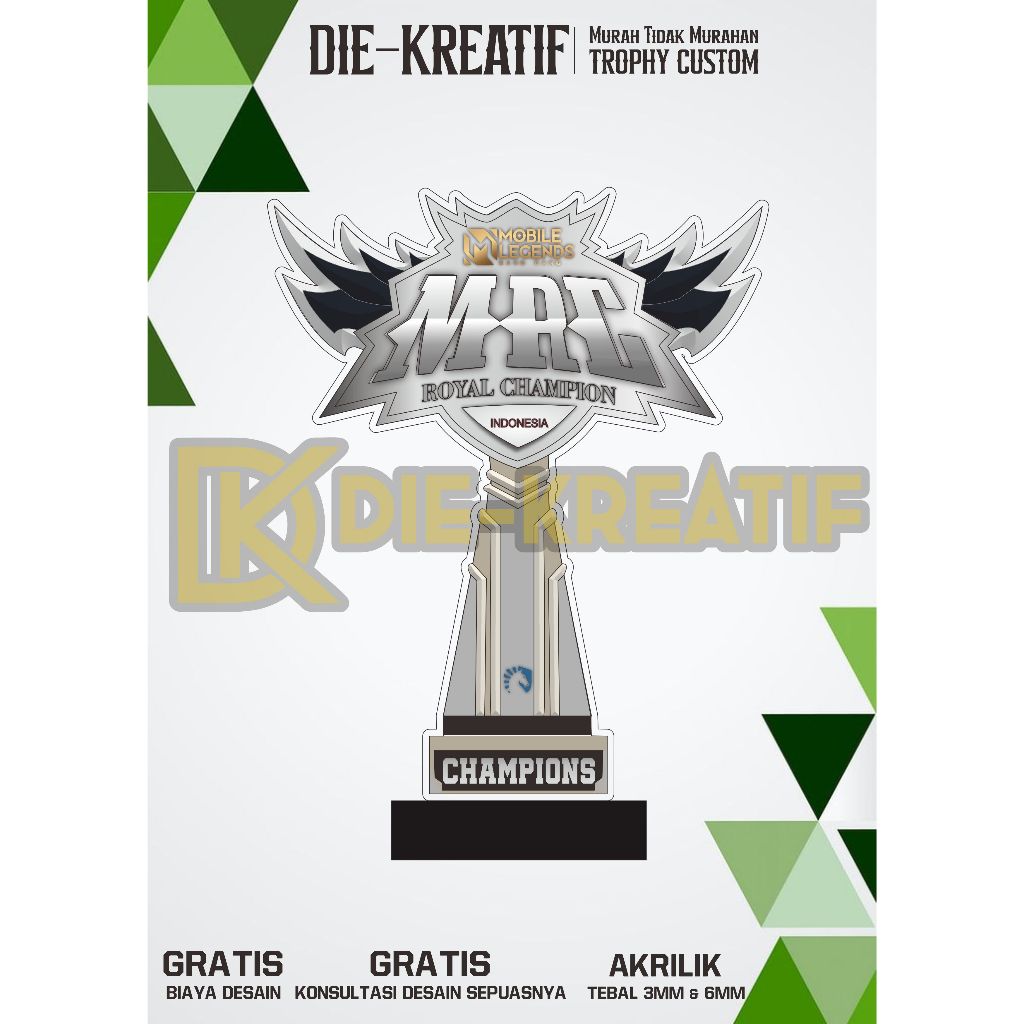 Trophy Mobile Legends/Piala MLBB/Plakat ML/Bahan Akrilik 3mm dan 6mm/Bisa Customs/Free Desain