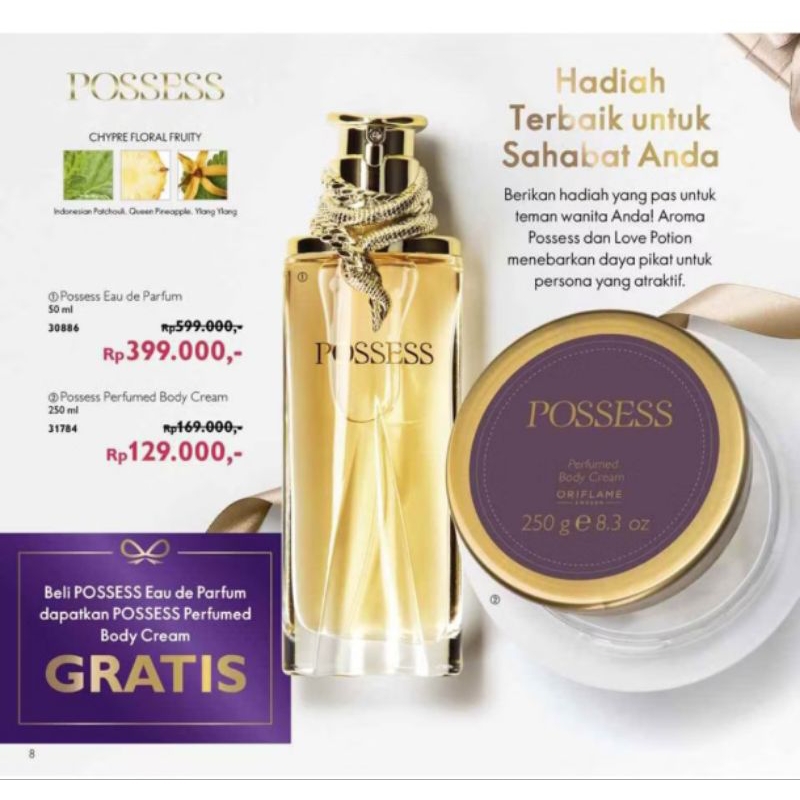 Oriflame Possess Set – Parfum & Body Cream Wanita | Wewangian Mewah & Melembapkan Kulit