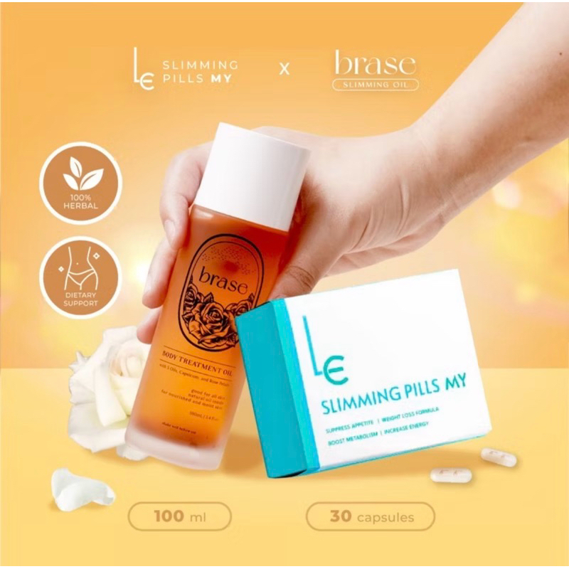 SLIM LENGKAP MY SLIM Slimming Pills My + Brase Oil 100ml Herbal Weight Loss Formula 100% Herbal