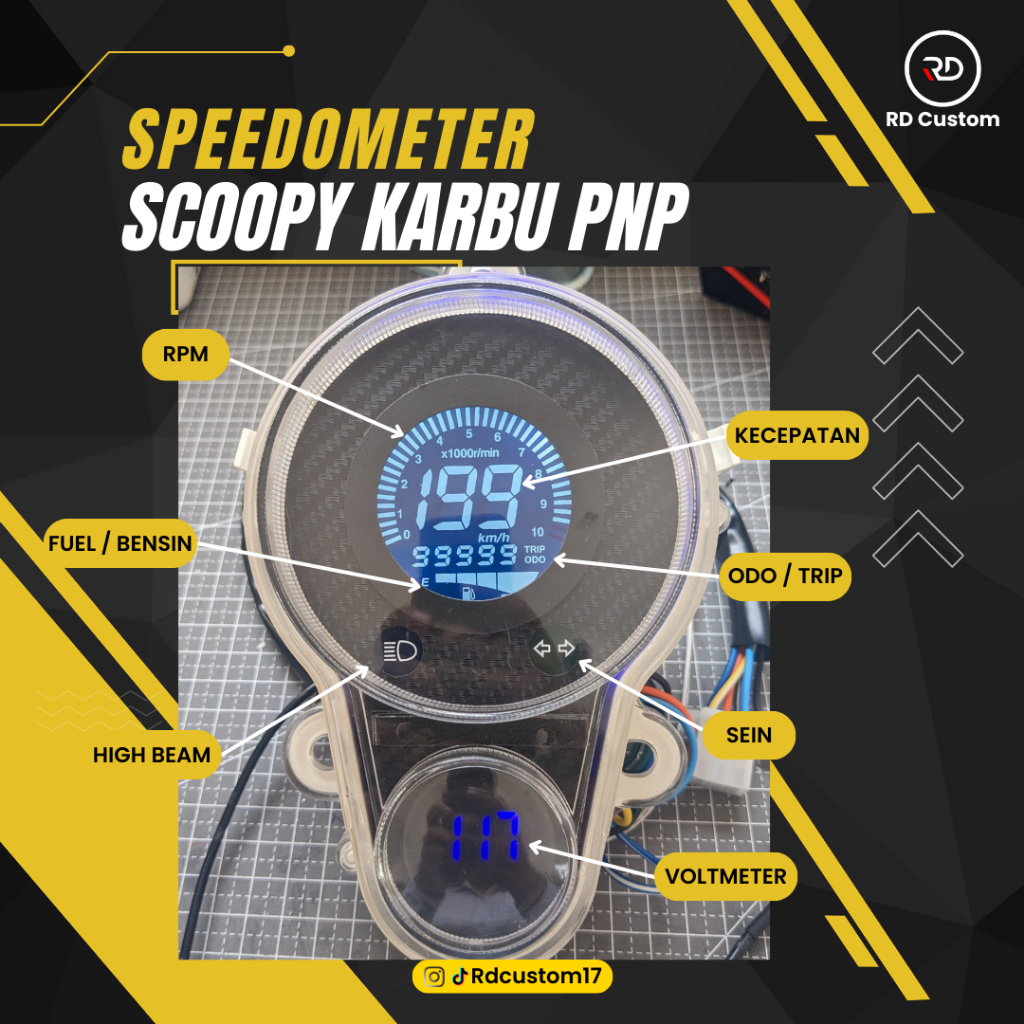 Speedometer Digital Honda Scoopy Karbu PNP