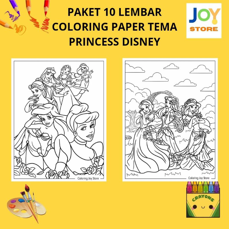 

PAKET 10 Lembar Kertas Gambar Mewarnai Tema Princess Disney Ukuran A4 150 gsm - Coloring Paper 016