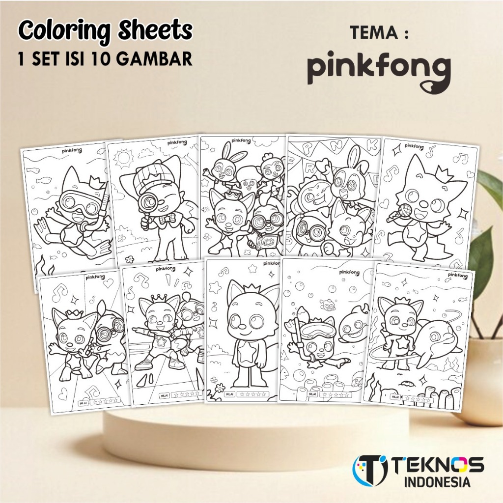 

[TEMA PINKFONG] KERTAS GAMBAR UNTUK ANAK - LEMBAR MEWARNAI ANAK 1 SET ISI 10 LEMBAR GAMBAR A4