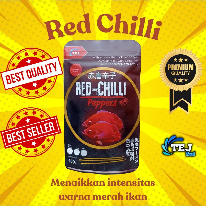 Red Chilli peppers Oscar +. Pelet premium penunjang warna merah untuk Oscar, louhan, Channa dll