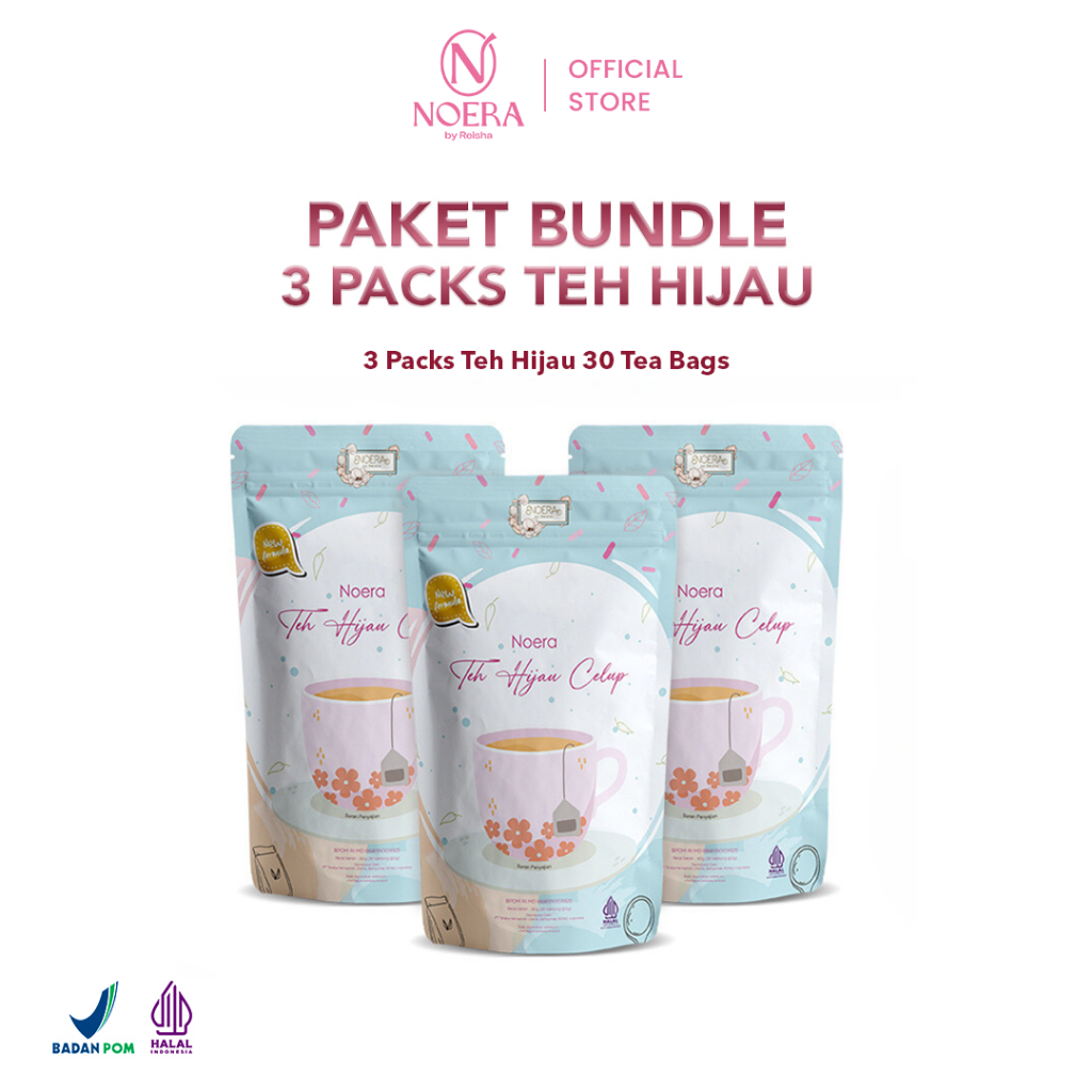 

Noera Paket 3 Packs Teh Hijau | Green Tea | Teh Hijau 30 Tea Bags