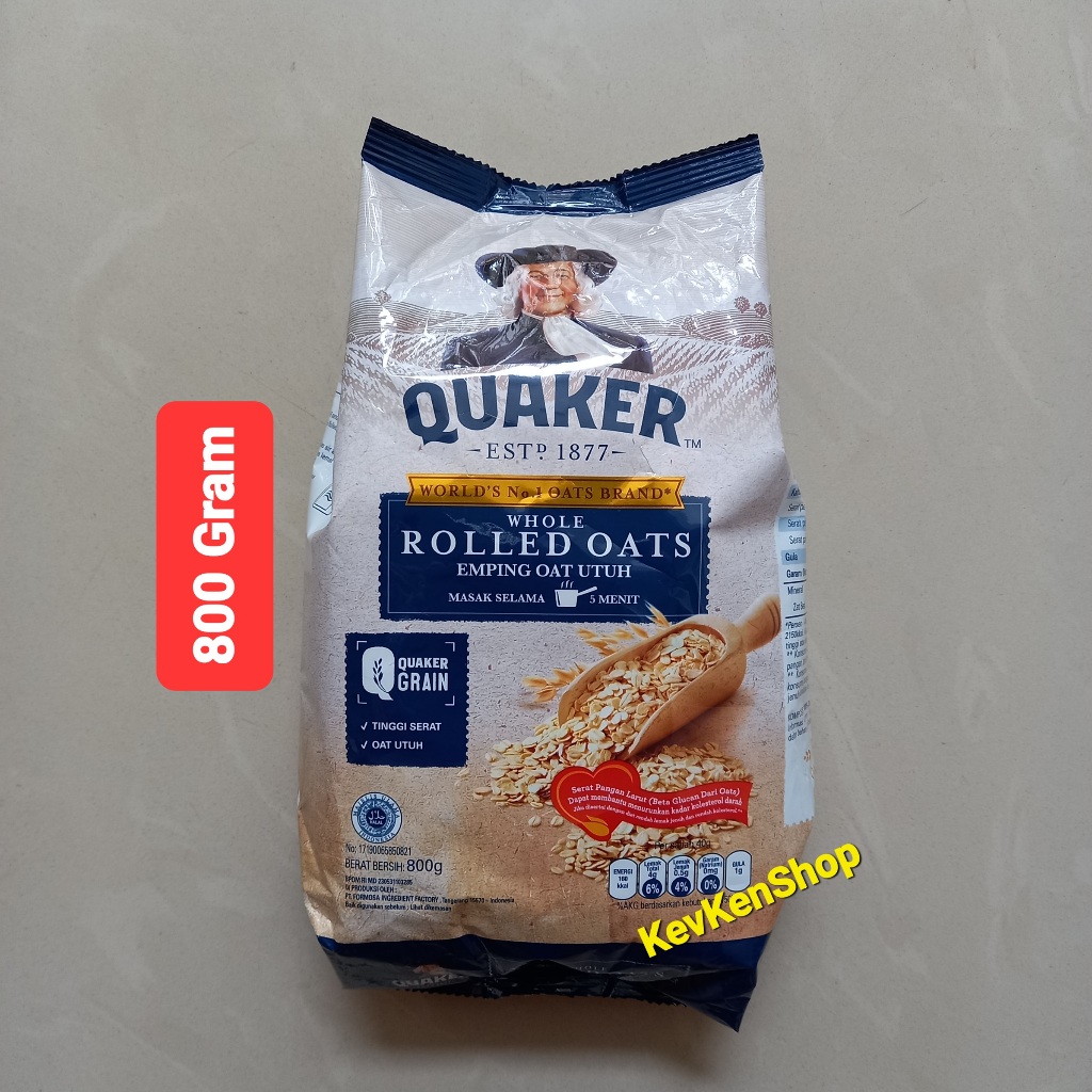 

Quaker Rolled Oats Oatmeal Sereal 800gram Bulir Utuh 800 gram BPOM RI