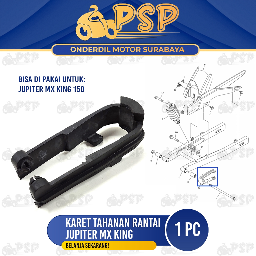 Karet Tahanan Rantai MX King 150 - Bantalan Ganjal Rante Arm Yamaha Jupiter MX King Old V1 2015
