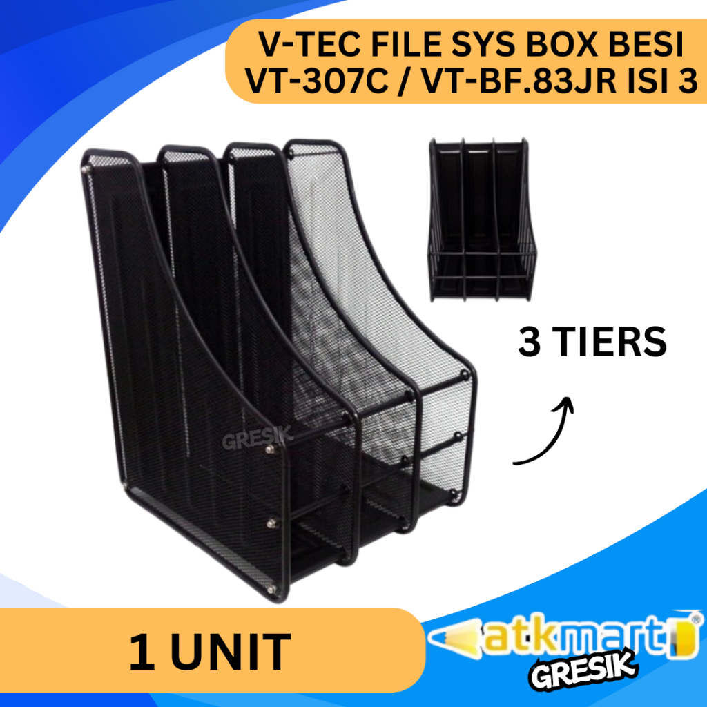 

V TEC FILE SYS BOX BESI VT-307C VT-BF.83JR ISI 3 / BOX PENYIMPANAN DOKUMEN FILE HITAM ESTETIK