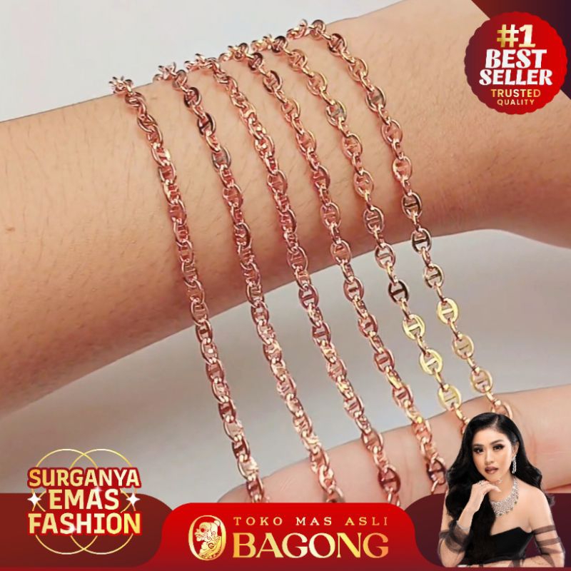 GELANG FASHION HERME CHAIN 17K/750 - ASLI BAGONG GOLD BAGONG EMAS