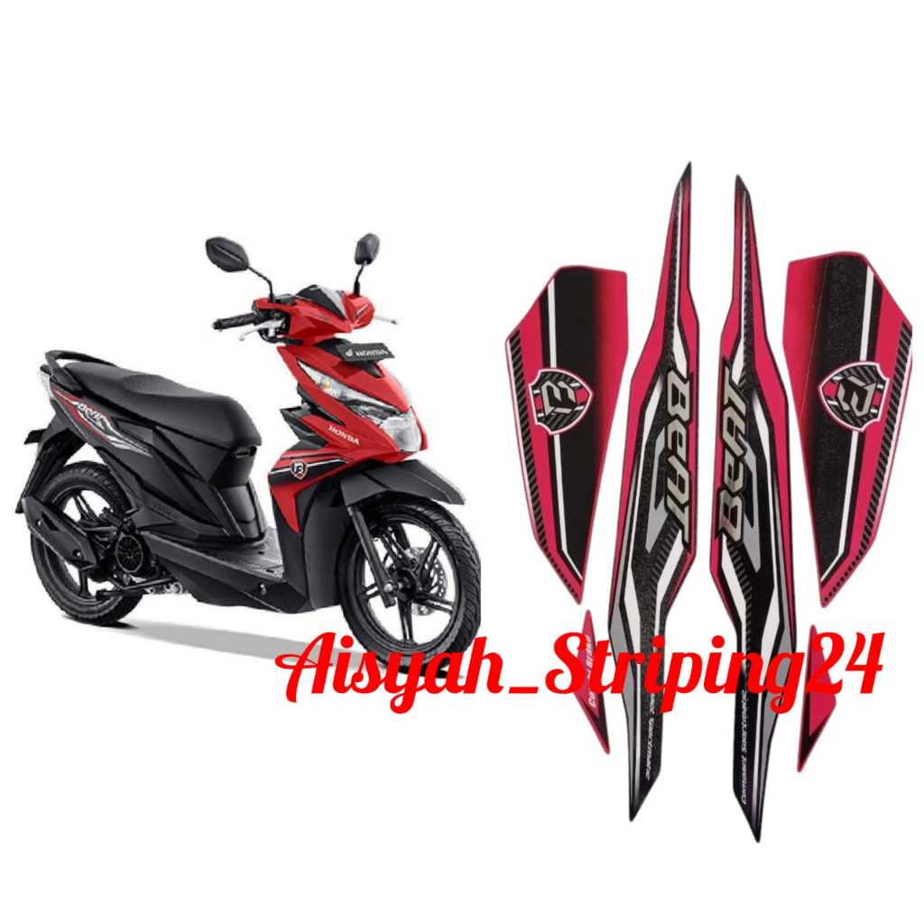 STIKER STRIPING LIS LES POLET BODY MOTOR BEAT ESP ISS 2019 HITAM MERAH
