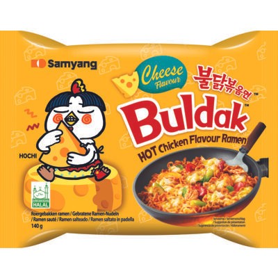 

S/Y SPICY CHICKEN CHEESE RAMEN 140GR – Mi Pedas Korea dengan Lelehan Keju yang Gurih! Nikmati perpaduan sempurna antara pedasnya S/Y Spicy Chicken Ramen dengan gurihnya keju yang meleleh! Mi kenyal khas Korea dengan kuah kental pedas dan creamy, memberik