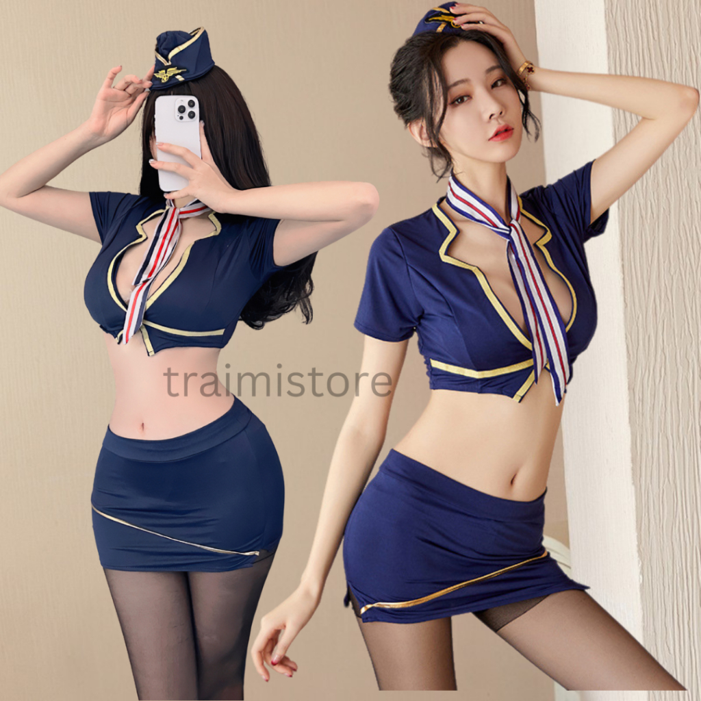 LINGERIE COSPLAY SET SERAGAM PRAMUGARI / COSPLAY PRAMUGARI / SEXY COSTUME PRAMUGARI