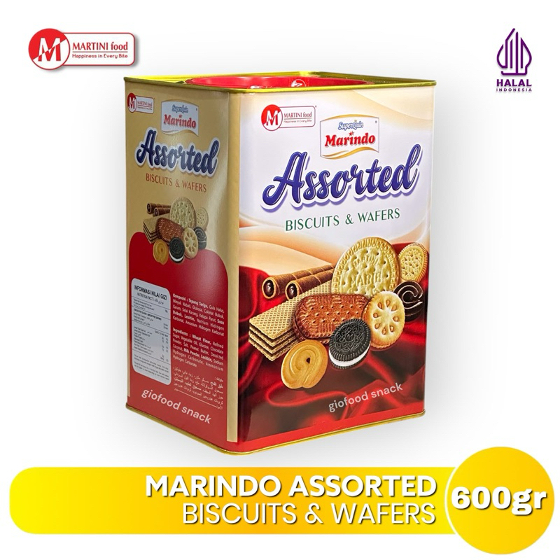 

MARINDO ASSORTED Biskuit Aneka Rasa - Wafer Butter Kukis Cookies Oreo Astor Cemilan Snack Kaleng Jajanan Martini Food