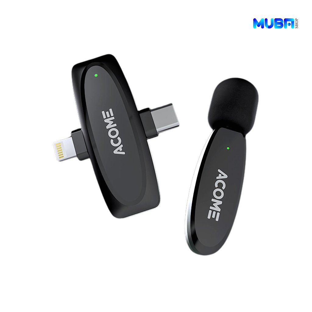 ACOME AWA-V7B Wireless Microphone Clip On Jepit Dual Plug Ligthning Type C   -MJ-