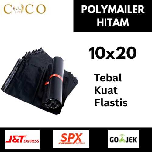 PLASTIK POLYMAILER UKURAN 10X20 HITAM / PLASTIK PACKING TEBAL