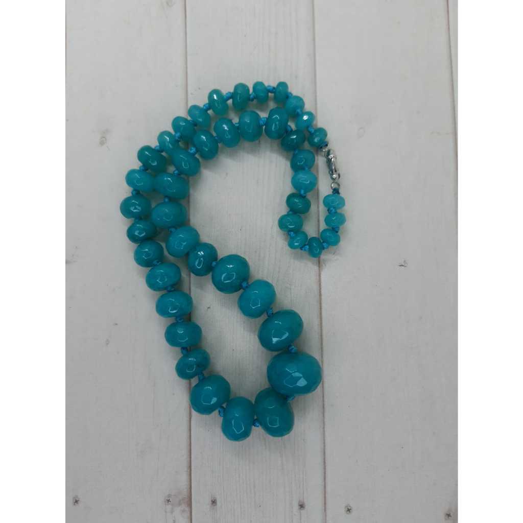 Brazilian Aquamarine Faceted Gems Abacus Beads Necklace