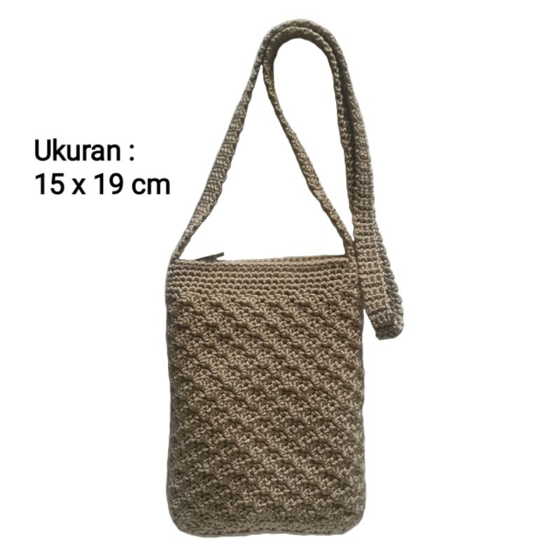 Tas Rajut HP Resleting / Pouch Hp Selempang