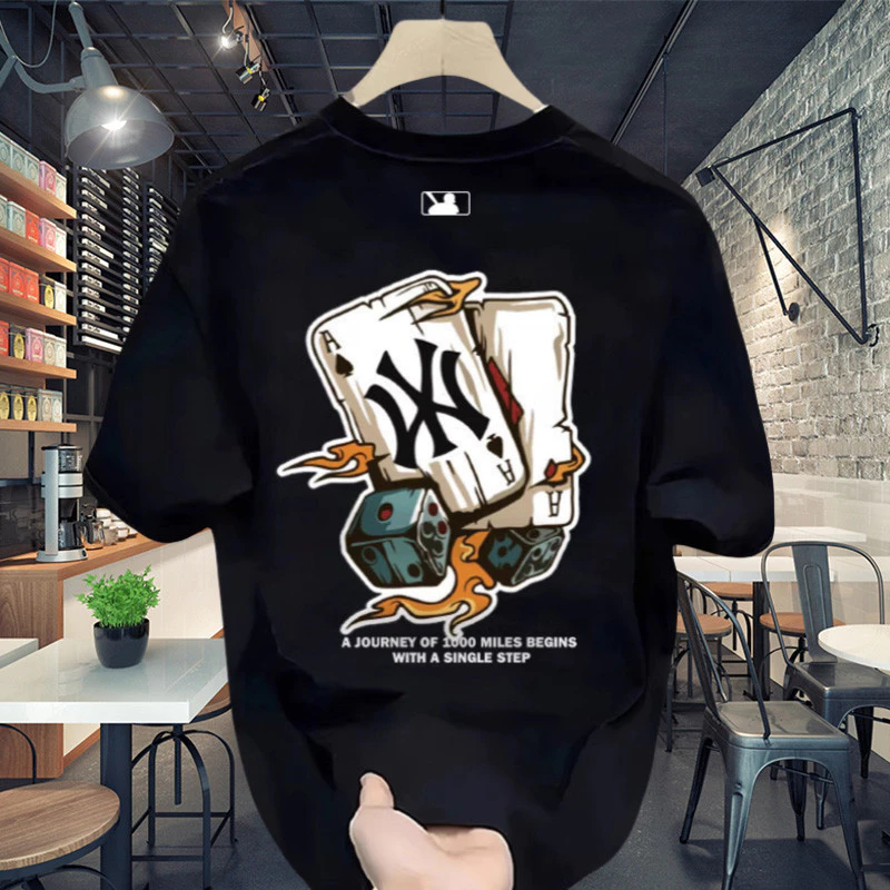 (COD)Outlets Kaos Distro MLB Poker Pria Wanita Oversized Baju Boxy Fit T Shirt  / Kaos MLB Original 