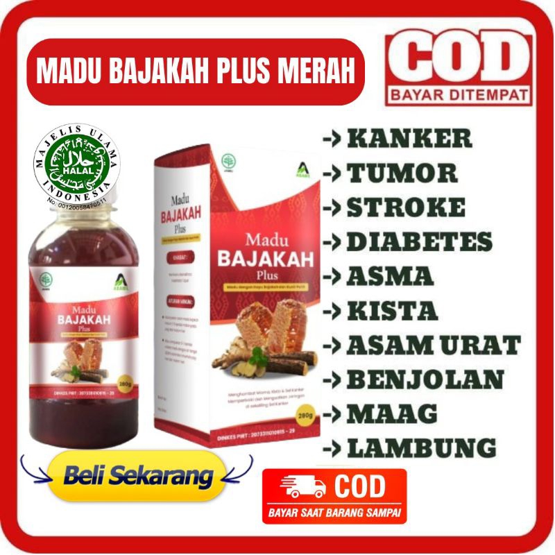 MADU BAJAKAH MERAH 280 GR - MADU BAJAKAH PLUS MERAH Madu Ramuan Herbal Untuk Jantung Koroner Koleste