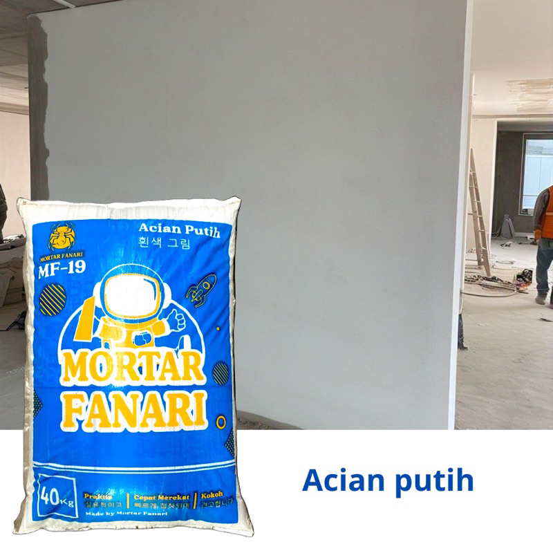 Mortar acian putih *anti rembes | Skim coat *40 kg