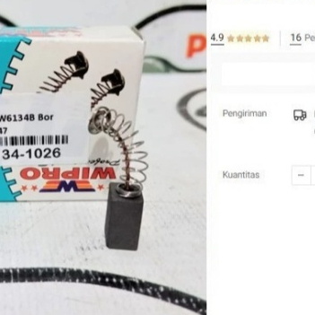 

Carbon Brush WIPRO Bor W6134B Kol Arang Spul W 6134 Drill 13mm Kapal