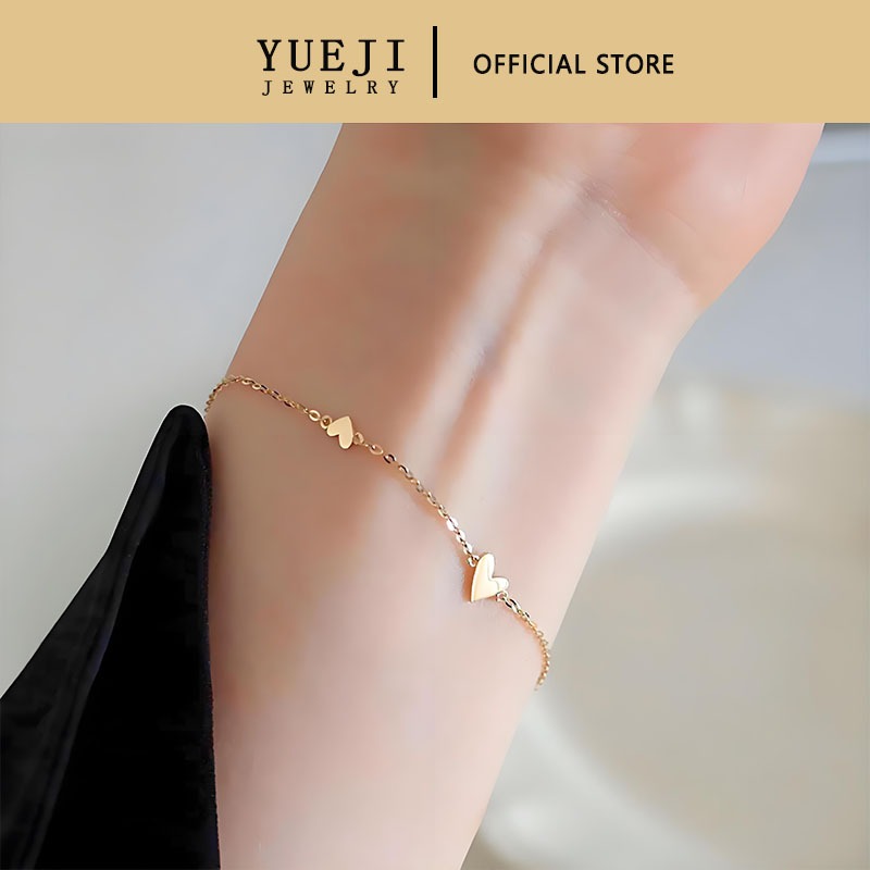 YUEJI • Gelang tangan berbentuk hati • Perhiasan Gelang Hati Titanium • Gelang Love Stainless Steel 