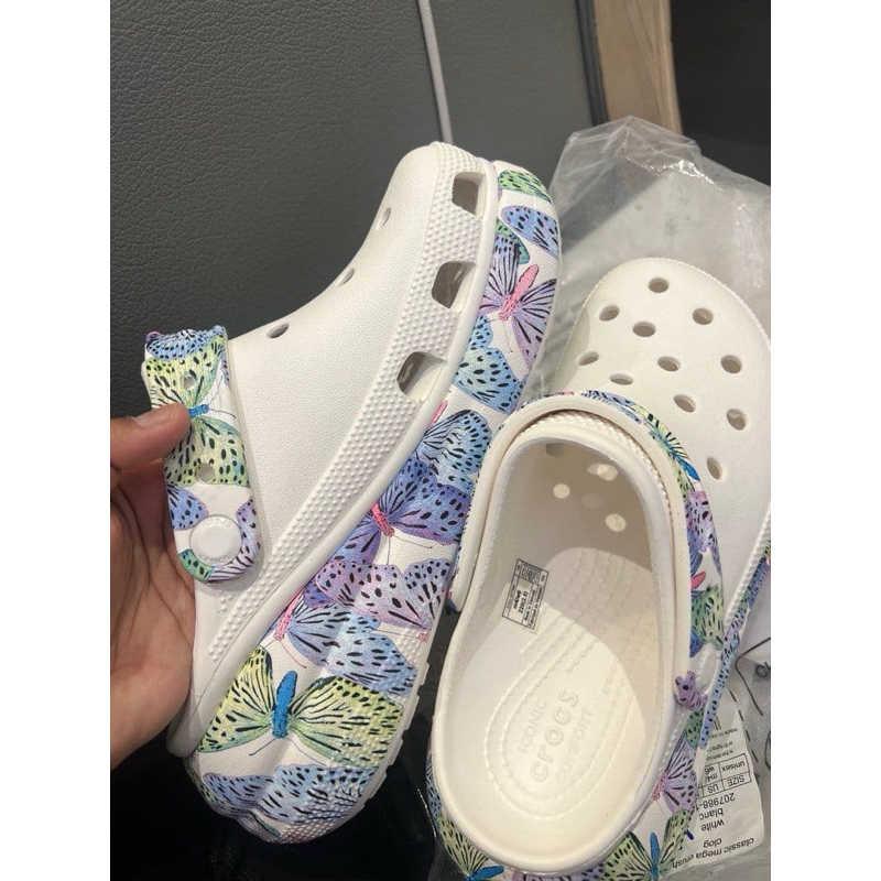 Sepatu Sandal Wanita Crush Clog Motif Crocs Butterfly Cross Crush classic platform Tinggi 7cm