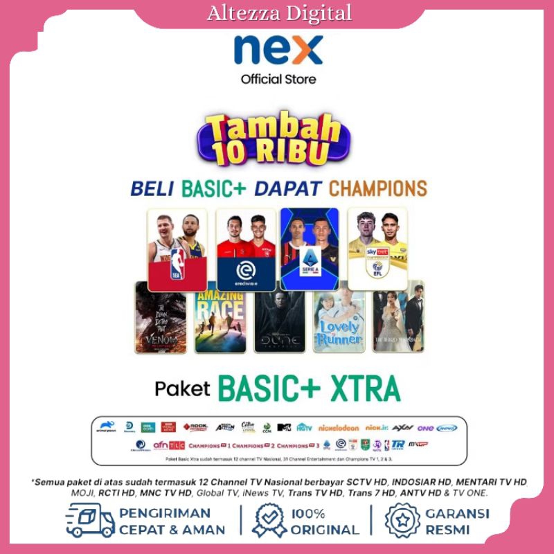 Tv Voucher Paket Nex Parabola Basic+Champions TV 1Bulan NEW