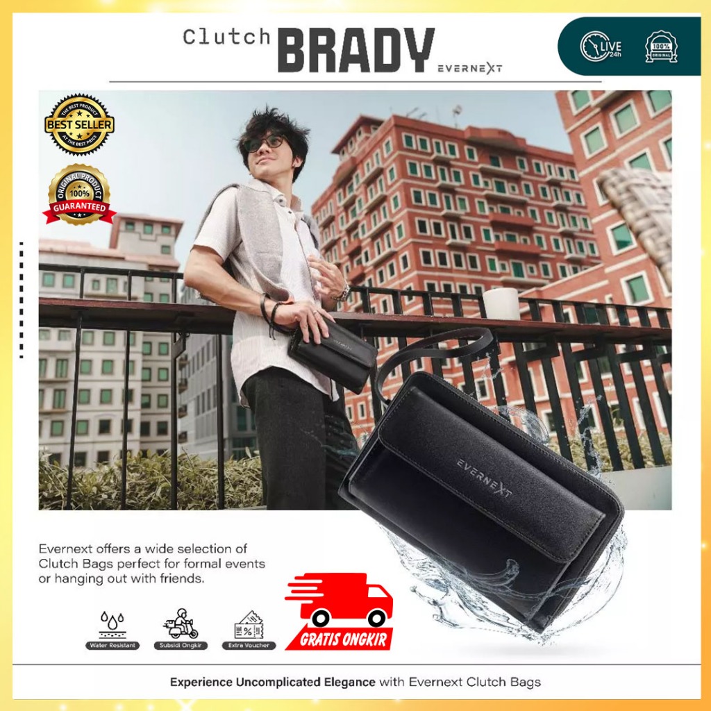 CLUTCH BAG BRADY - EVERNEXT | Tas Selempang Pria Tas Tangan Anti Air Sling Bag Waterproof
