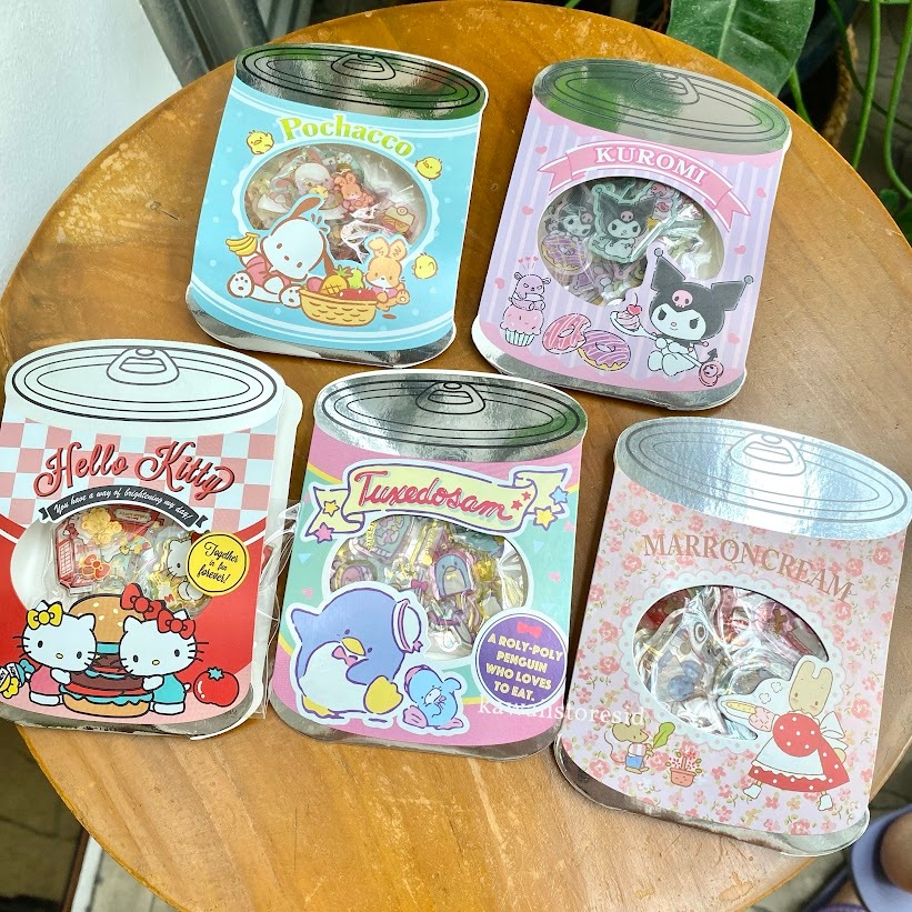 

Stiker Kaleng Label Sticker Karakter Disney Sanrio Tuxedo Kuromi Marroon Cream Pocha Little Twin Star Kado Gift Hadiah Unik Lucu