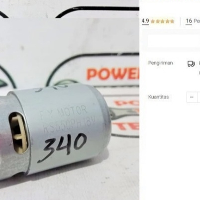 

Motor Dinamo Bor Baterai NRT PRO DC 340 Cordless Drill DC340 Gulungan