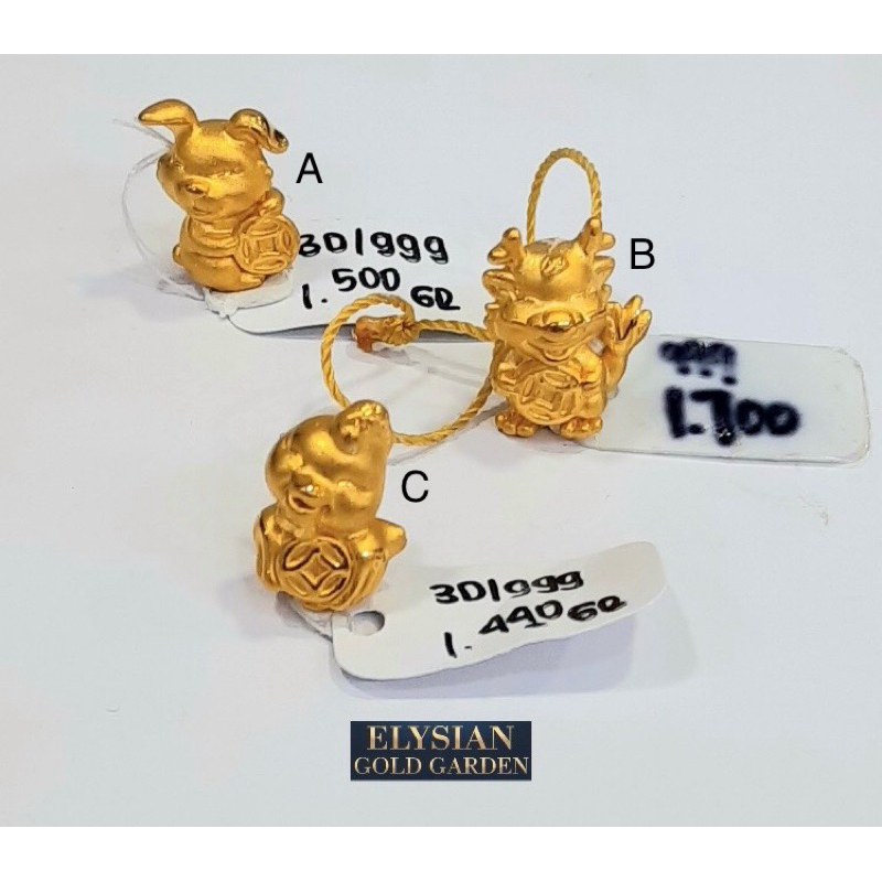 Charm Emas Shio Gelang Tali