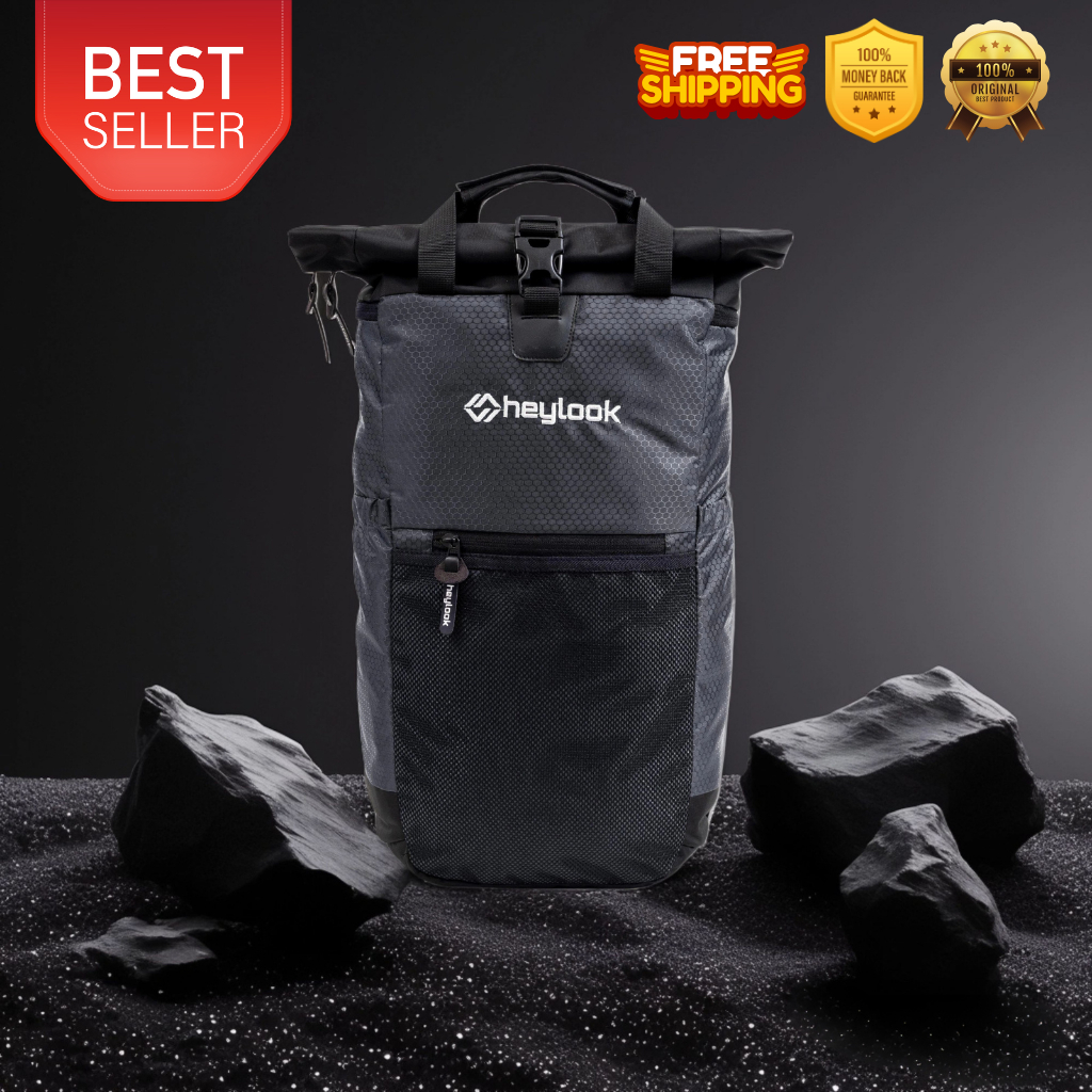 TAS RANSEL HEYLOOK STANDFORD ANTI PERCIKAN AIR HITAM TAS GENDONG PRIA TRAVELING OUTDOOR