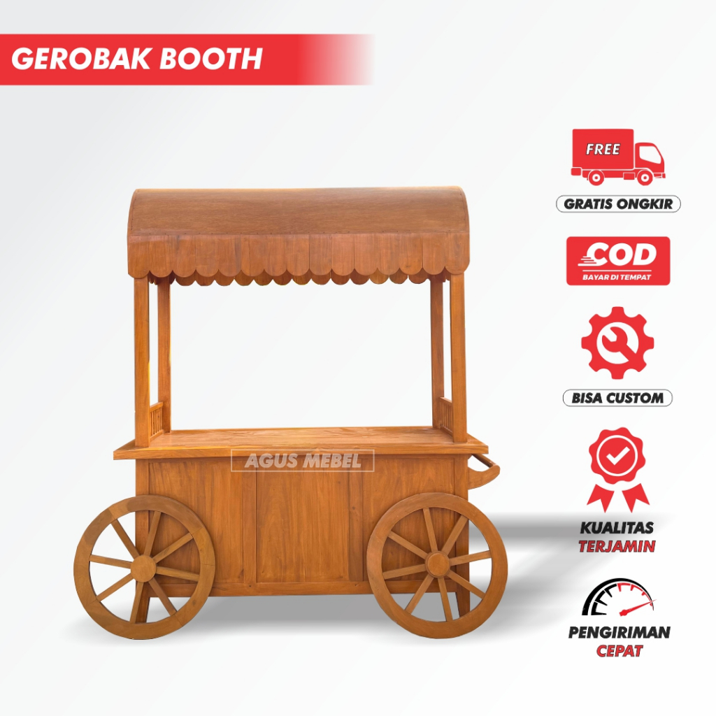 GEROBAK CUSTOM BOOTH VARIASI RODA KAYU